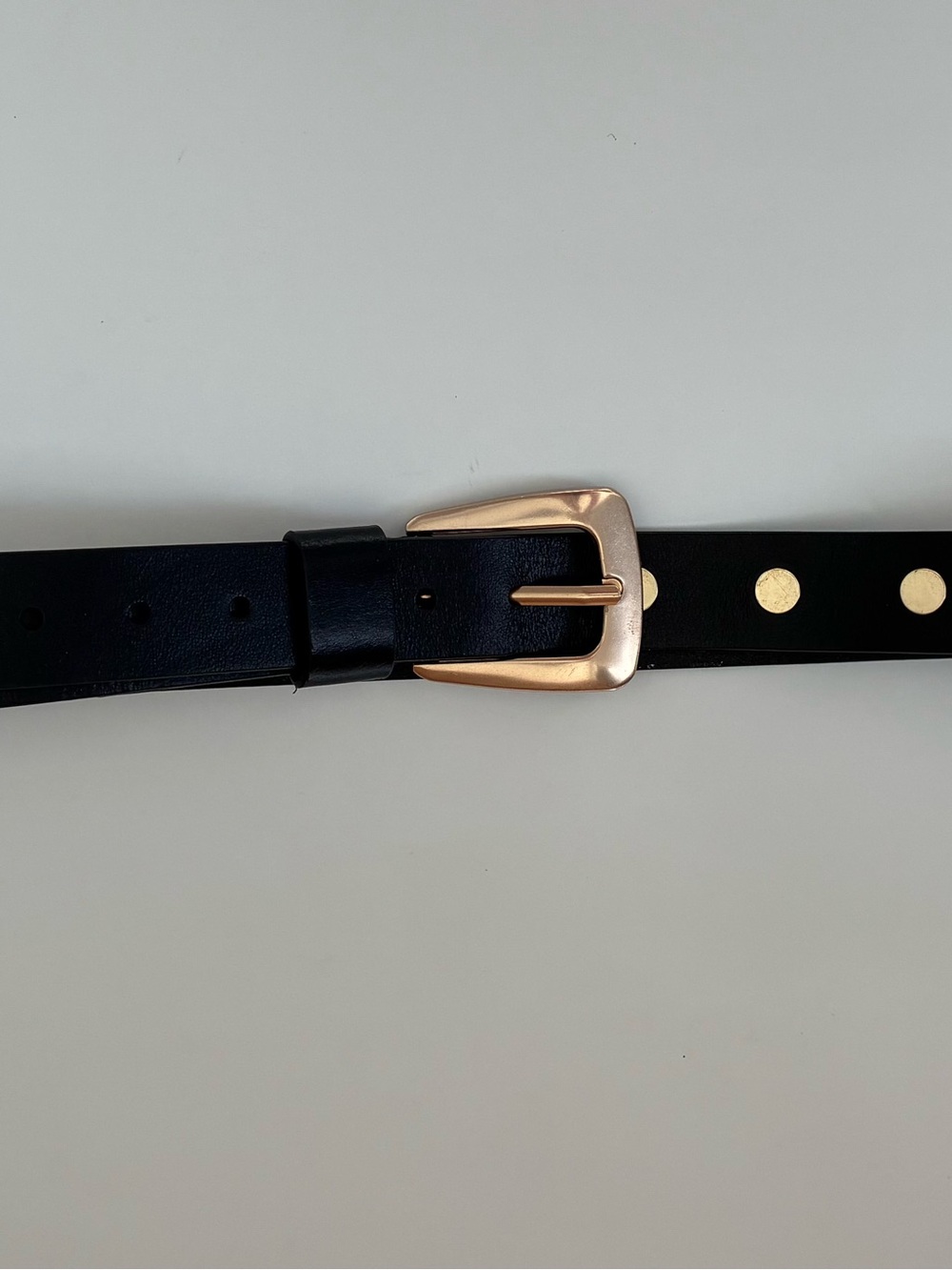 AllSaints Black Leather Gold Studded Belt XL NWT $119